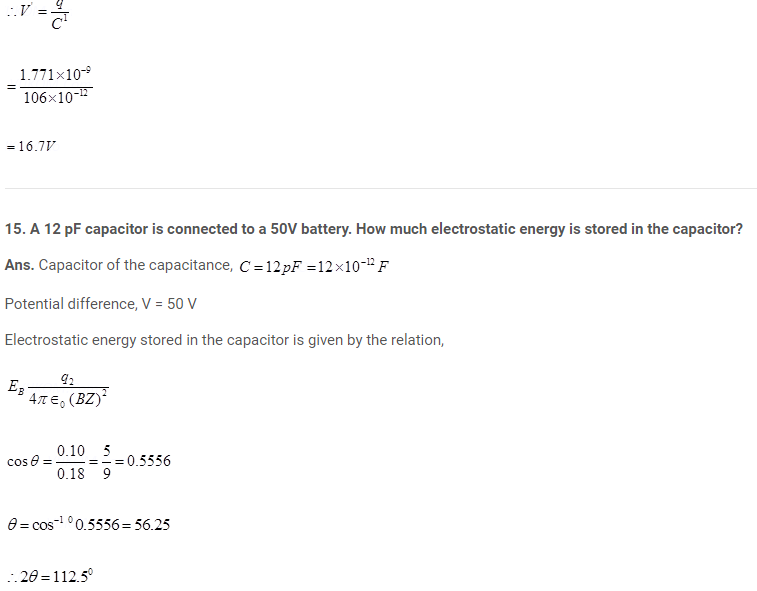 electrostatic potential and capacitance important question