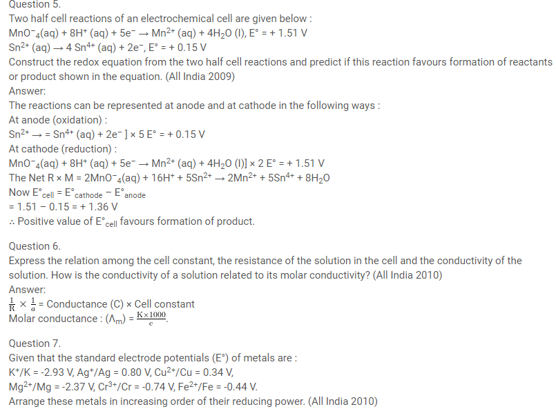 Class 12 Electrochemistry Notes 