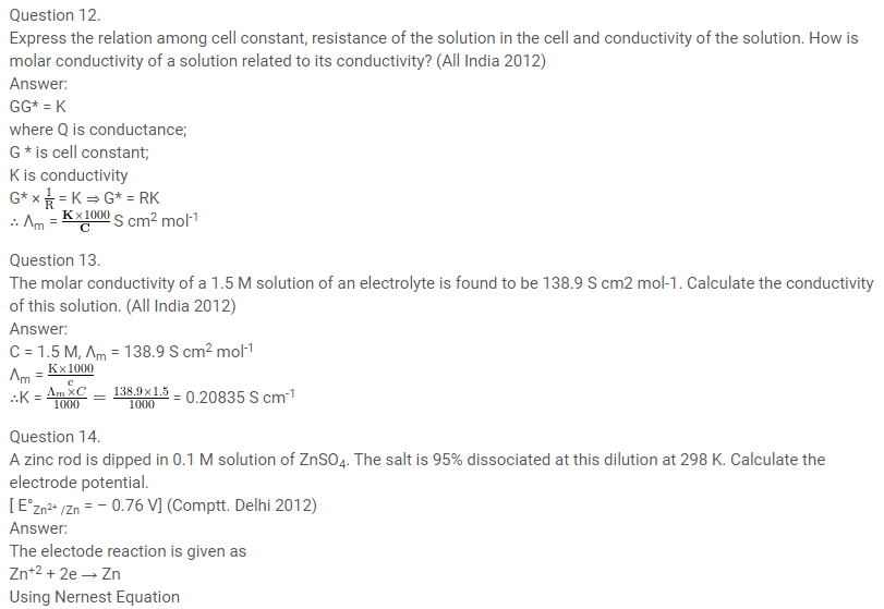 Class 12 Electrochemistry Notes 