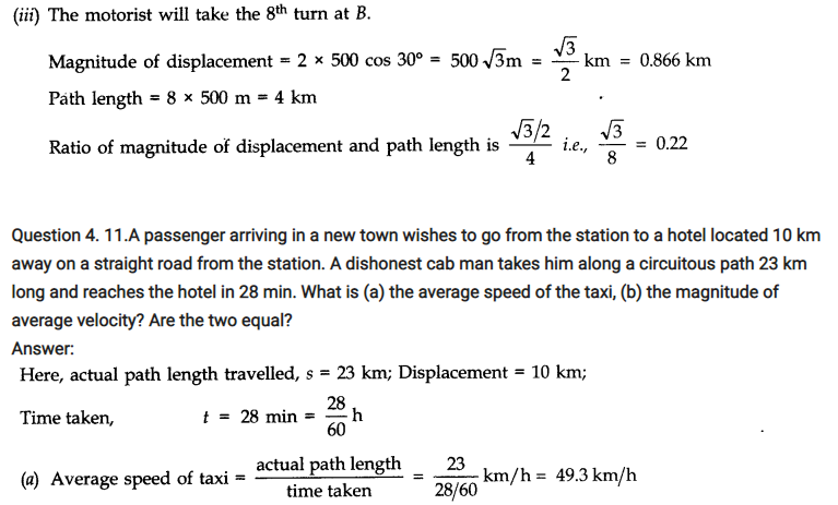 class eleven physics motion in a plane notes