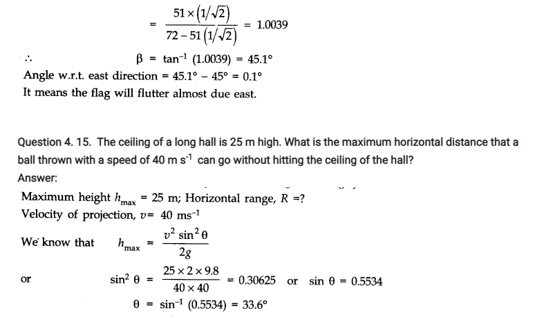 class eleven physics motion in a plane notes