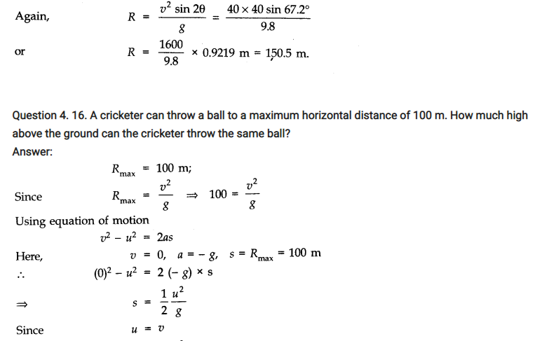 class eleven physics motion in a plane notes