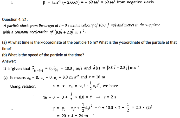 class eleven physics motion in a plane notes