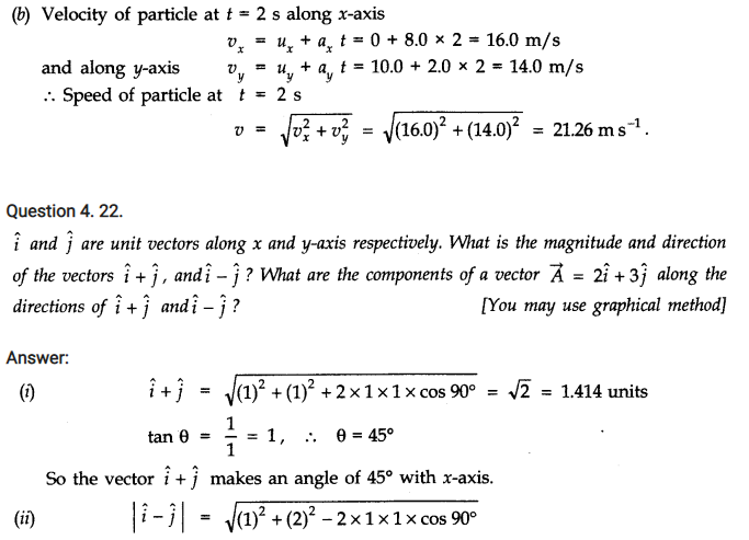 class eleven physics motion in a plane notes