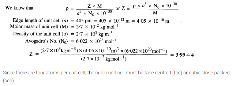 The Solid State NCERT Solution Class 12th Chemistry