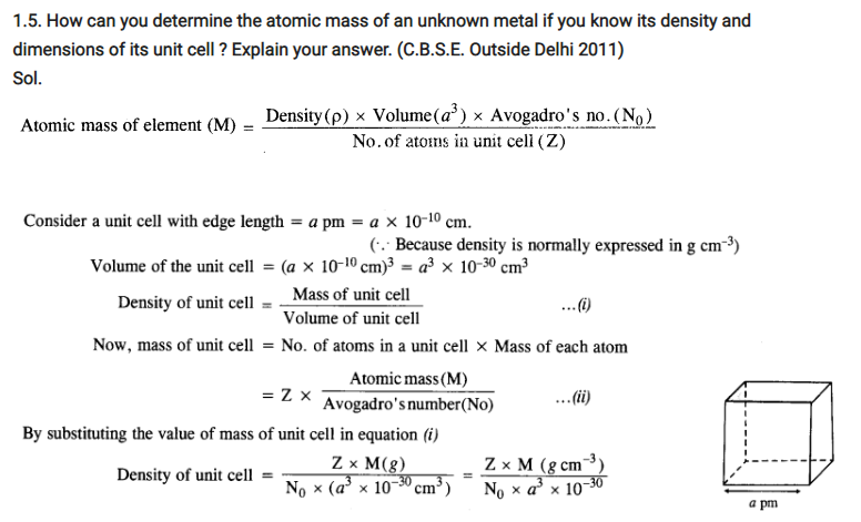 The Solid State NCERT Solution Class 12th Chemistry