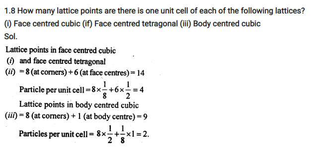 The Solid State NCERT Solution Class 12th Chemistry