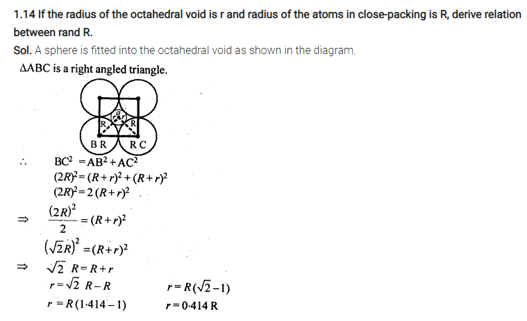 The Solid State NCERT Solution Class 12th Chemistry