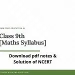 class 9th Maths syllabus