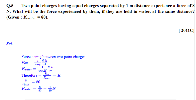 Electric Charge Field Previous year question