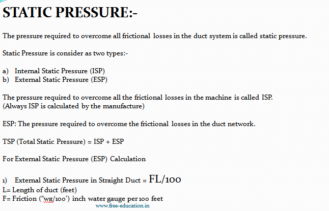 Static Pressure in duct network